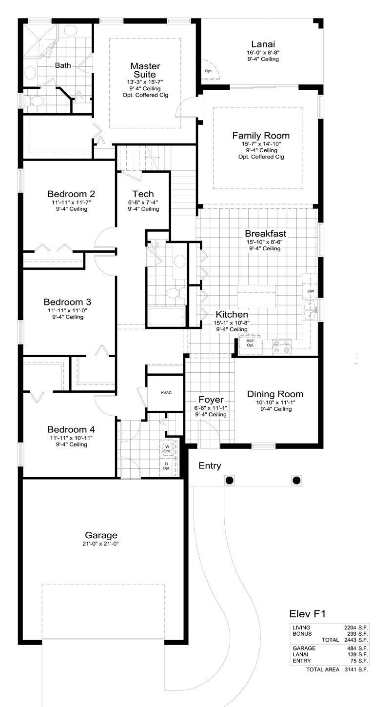 Sweet Water 2 Floor Plan in Coastal Key, Fort Myers by Neal Communities, 4 Bedrooms, 2 Bathrooms, 2 Car garage, 2,443 Square feet, 2 Story home